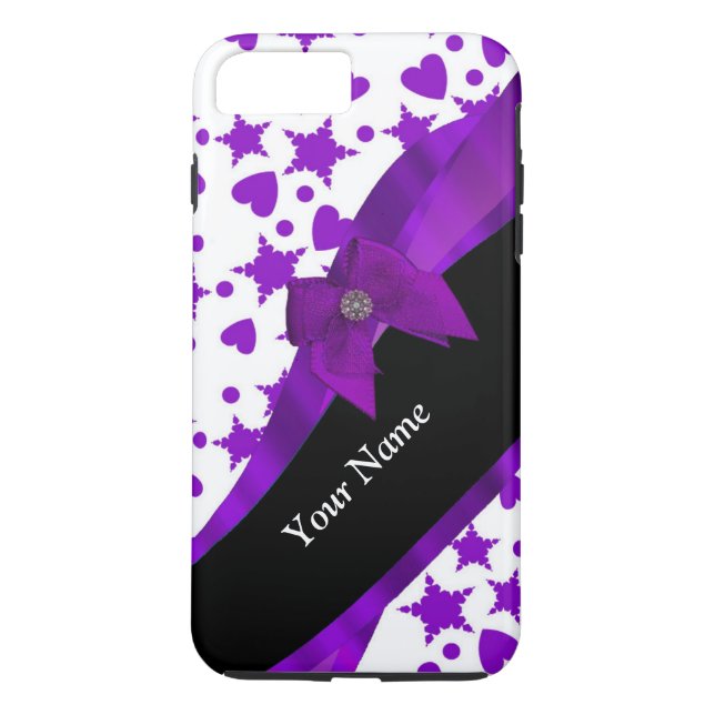 Pretty purple spotty girly pattern personalized Case-Mate iPhone case (Back)