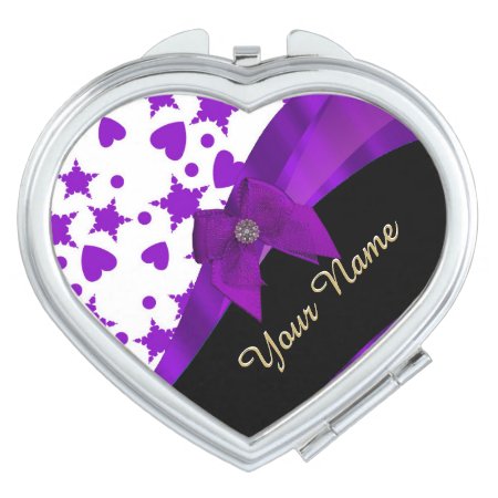 Pretty Purple Spotty Girly Pattern Personalized Makeup Mirror