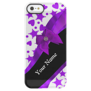 Pretty purple spotty girly pattern personalized permafrost iPhone SE/5/5s case