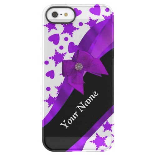 Pretty purple spotty girly pattern personalized permafrost iPhone SE55s case