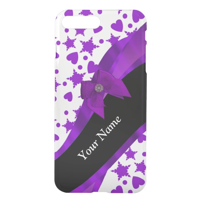 Pretty purple spotty girly pattern personalized uncommon iPhone case (Back)