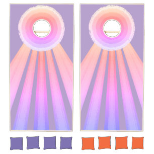 Pretty Purple Striped Cornhole Set