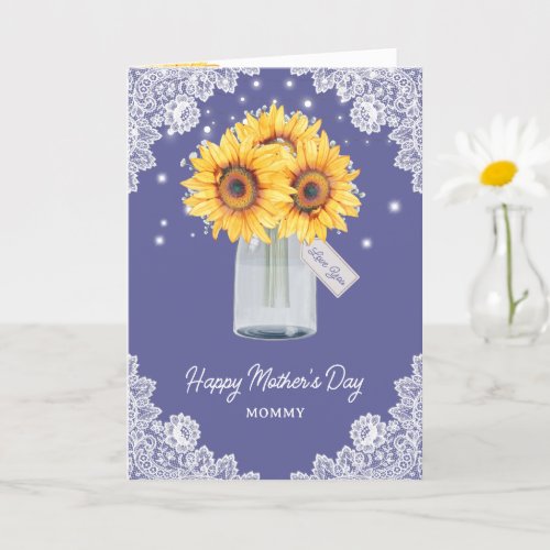 Pretty Purple Sunflower Photo Happy Mothers Day Card
