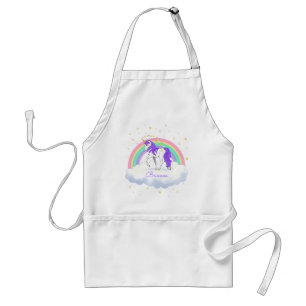 Pretty Purple Sweet Dreams Rainbow Unicorn Adult Apron