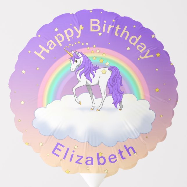 Pretty Purple Sweet Dreams Rainbow Unicorn Balloon (Front)