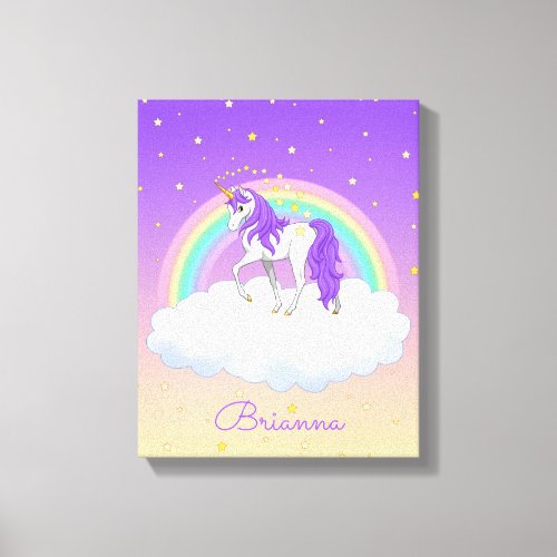 Pretty Purple Sweet Dreams Rainbow Unicorn Canvas Print