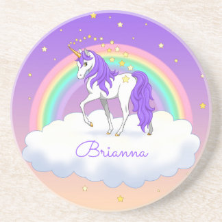 Pretty Purple Sweet Dreams Rainbow Unicorn Coaster