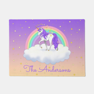 Pretty Purple Sweet Dreams Rainbow Unicorn Doormat