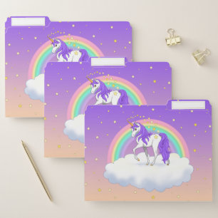 Pretty Purple Sweet Dreams Rainbow Unicorn File Folder