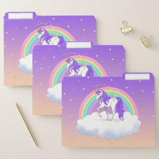 Pretty Purple Sweet Dreams Rainbow Unicorn File Folder