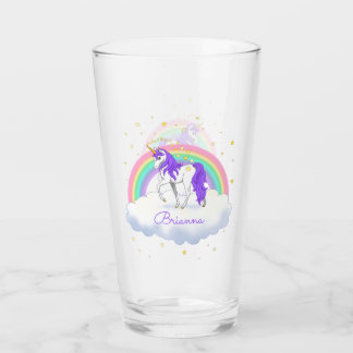 Pretty Purple Sweet Dreams Rainbow Unicorn Glass