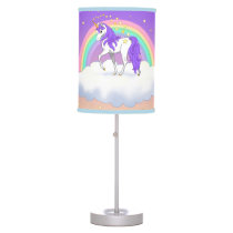 Pretty Purple Sweet Dreams Rainbow Unicorn Table Lamp