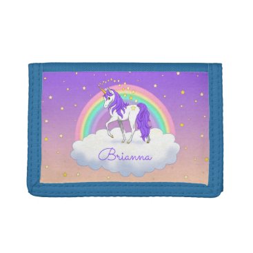 Pretty Purple Sweet Dreams Rainbow Unicorn Trifold Wallet