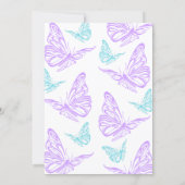 Pretty Purple Teal Butterfly Girl Baby Shower Invitation (Back)