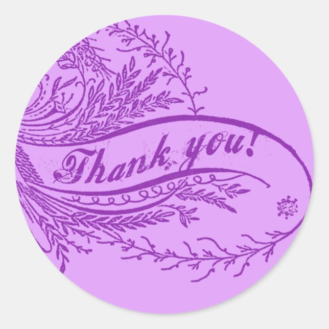 Pretty Purple Thank You Stickers (Front)