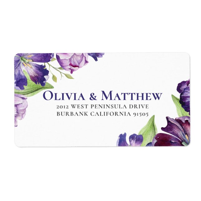 Pretty Purple Tulip Floral Label (Front)