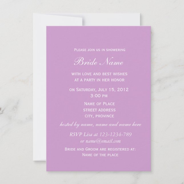 Pretty purple tulip flower bridal shower invitation (Front)