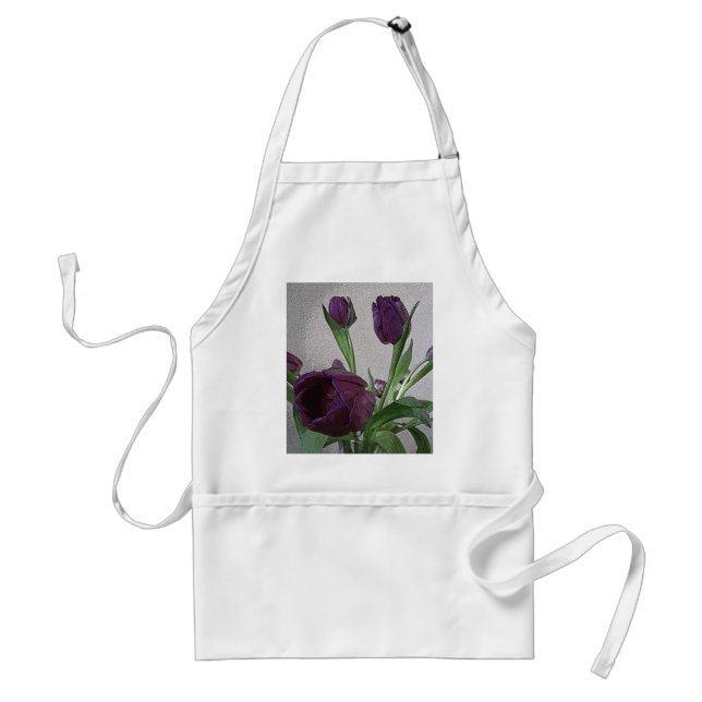 Pretty Purple Tulips Adult Apron (Front)