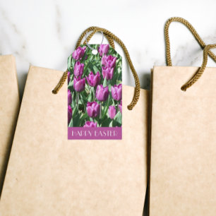 Pretty Purple Tulips Easter Gift Tags