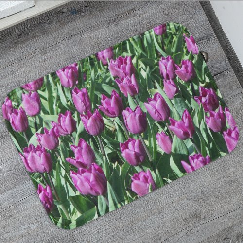 Pretty Purple Tulips Floral Bath Mat