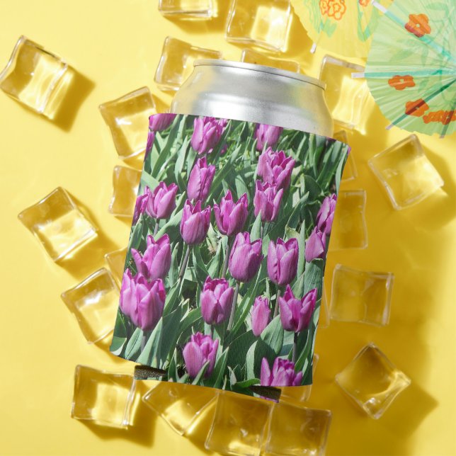 Pretty Purple Tulips Floral Can Cooler (In Situ Summer)