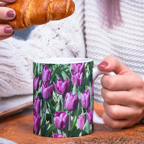 Pretty Purple Tulips Floral Coffee Mug