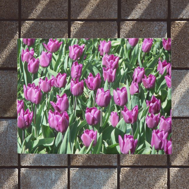 Pretty Purple Tulips Floral Doormat (In Situ)