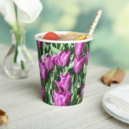 Pretty Purple Tulips Floral Paper Cups