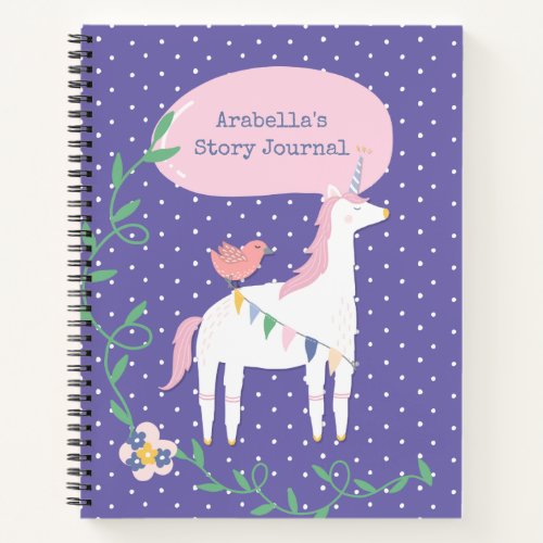 Pretty Purple Unicorn Girls Write  Draw Story Notebook