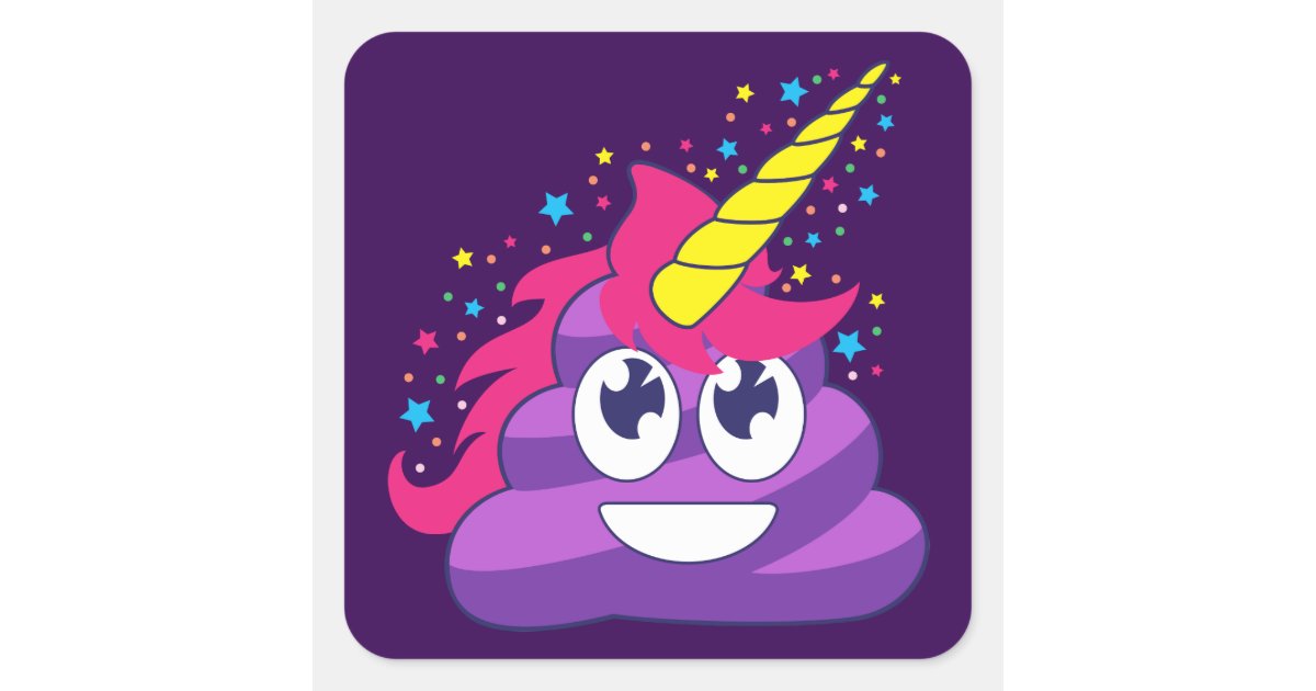 Pretty Purple Unicorn Poop Emoji Square Sticker Zazzle Com