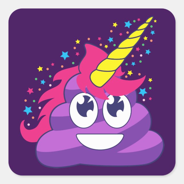Pretty Purple Unicorn Poop Emoji Square Sticker (Front)