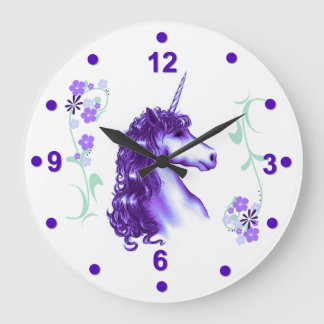Pretty Purple Unicorn Wall Clock