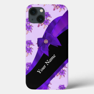 Pretty purple vintage floral flower pattern iPhone 13 case