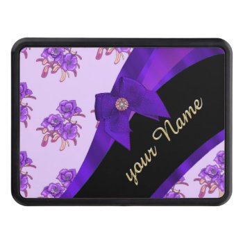 Pretty Purple Vintage Floral Flower Pattern Hitch Cover by monogramgiftz at Zazzle