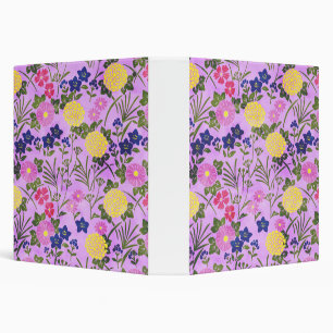 Pretty Purple Vintage Flower Pattern 3 Ring Binder