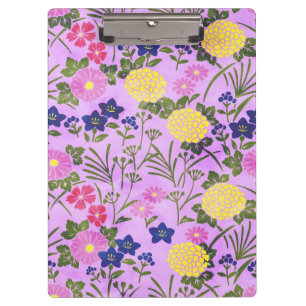 Pretty Purple Vintage Flower Pattern Clipboard