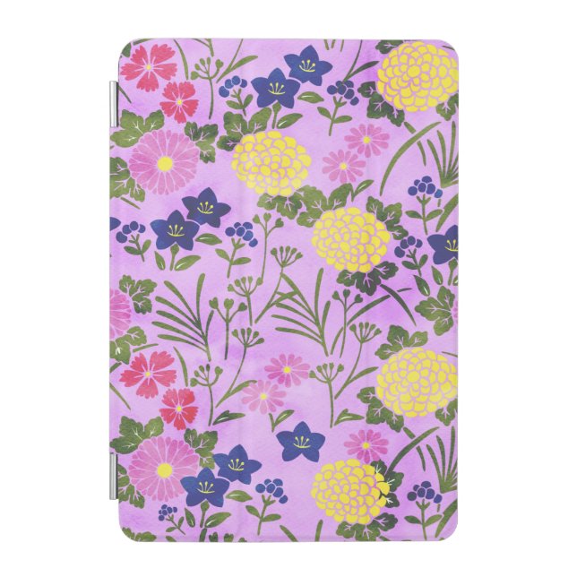 Pretty Purple Vintage Flower Pattern iPad Mini Cover (Front)