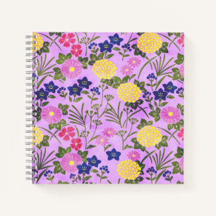 Pretty Purple Vintage Flower Pattern Notebook