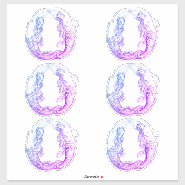 Pretty Purple Vintage Mermaids Nautical Sticker (Sheet)