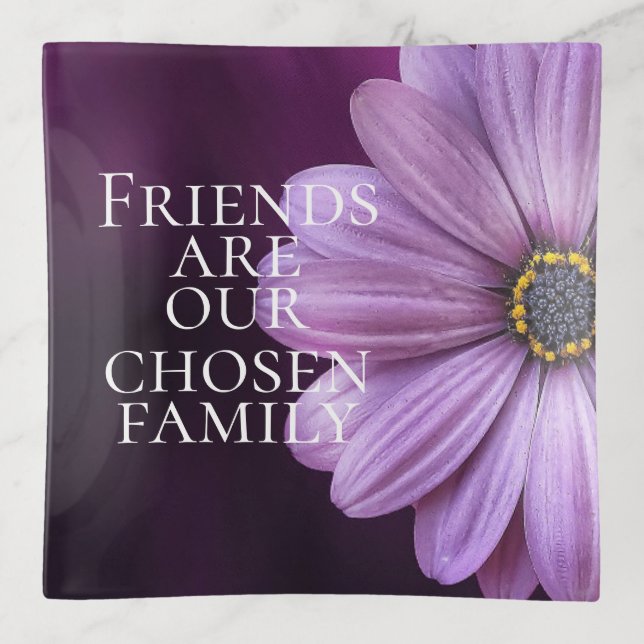 Pretty Purple Violet Flower Friends Chosen Family Trinket Tray (Front)
