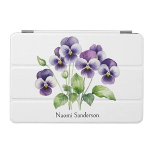 Pretty Purple Violets Watercolor Spring Flowers iPad Mini Cover
