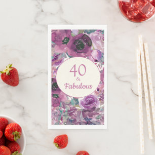 Pretty Purple Watercolor Floral 40 Fabulous  Paper Guest Towels