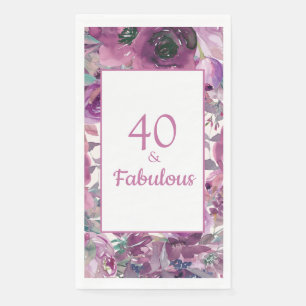 Pretty Purple Watercolor Floral 40 Fabulous Paper Guest Towels