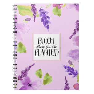 Pretty Purple Watercolor Floral Bloom Notebook