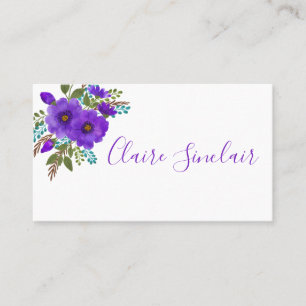 Pretty Purple Watercolor Flowers  Business Card