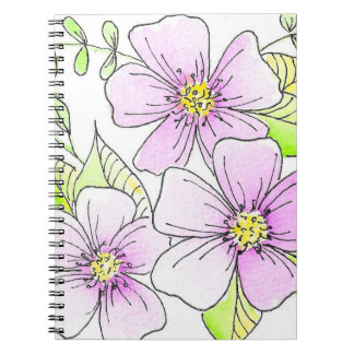 Pretty Purple Watercolor Flowers Notebook