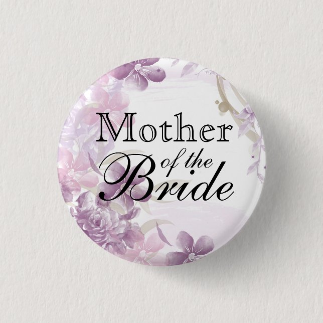 Pretty Purple Watercolor Flowers Pinback Button (Front)