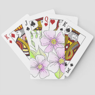 Pretty Purple Watercolor Flowers Poker Cards