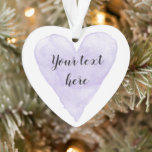 Pretty purple watercolor heart painting Christmas Ornament<br><div class="desc">Pretty purple watercolor heart painting Christmas Ornament. Elegant Holiday design for friends,  family or wedding couple. Add your own beautiful photo image on the back optionally. Romantic love icon with stylish script typography template.</div>