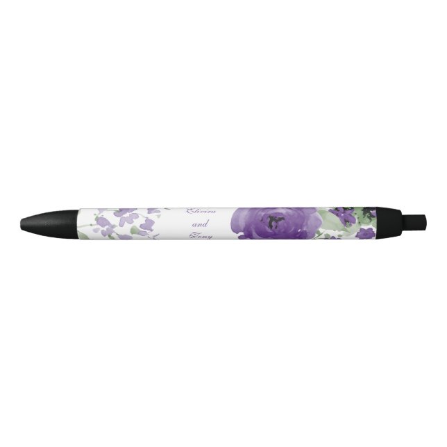 Pretty Purple Watercolor Roses Pen (Front)